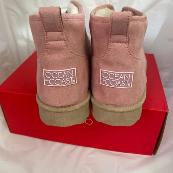 ocean + coast Women's Pink faux-suede lace-up ankle Boots, Size 10 (NEW) - Picture 5 of 7